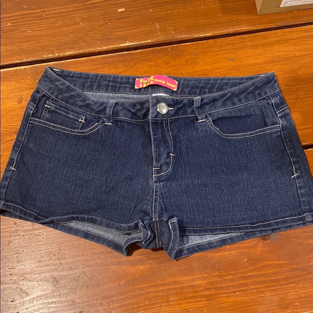 Tyte Jeans Blue Jean Shorts with Frayed Cuffs and Upper Thigh Length